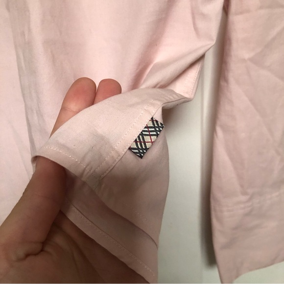 Burberry London Baby Pink Cotton Blend Long Sleeve Blouse - Picture 2 of 5